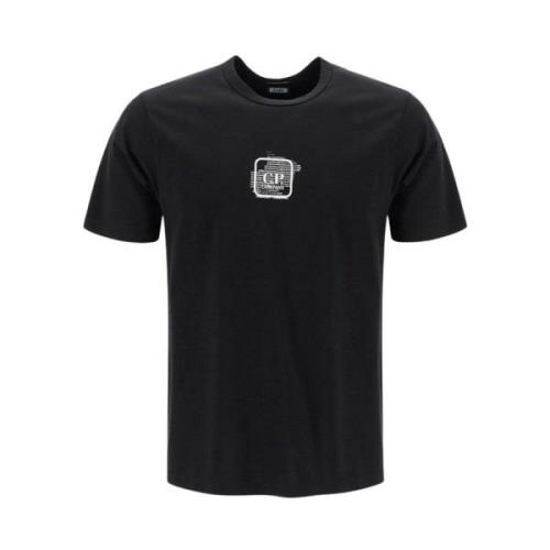 Zwart Katoenen T-Shirt Regular Fit C.p. Company , Black , Heren