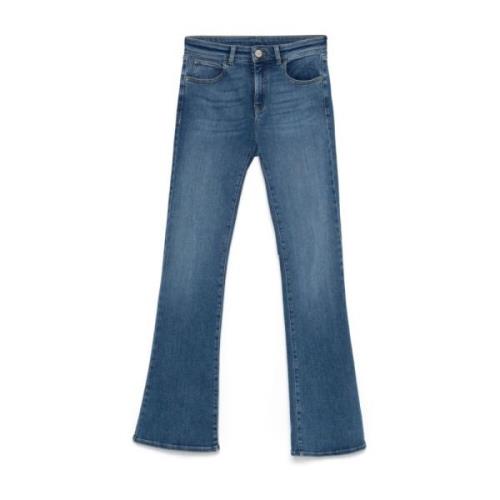 Heldere Blauwe Flared Denim Jeans Emporio Armani , Blue , Dames