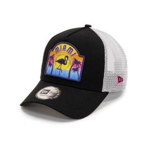 Zwarte Miami Patch Trucker Hoed New Era , Black , Heren