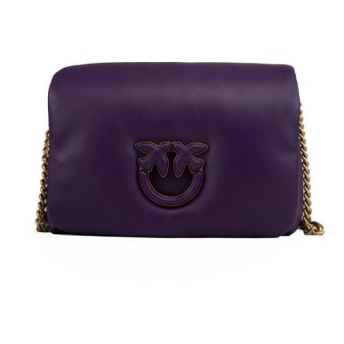 Love Birds Diamond Cut Leren Tas Pinko , Purple , Dames