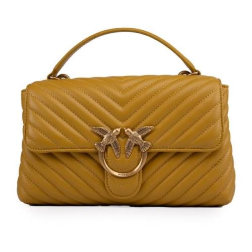 Gewatteerde leren Love Birds Crossbody tas Pinko , Yellow , Dames