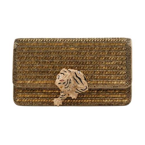 Gouden Brul Handtas met Tijgerdetail Roberto Cavalli , Yellow , Dames