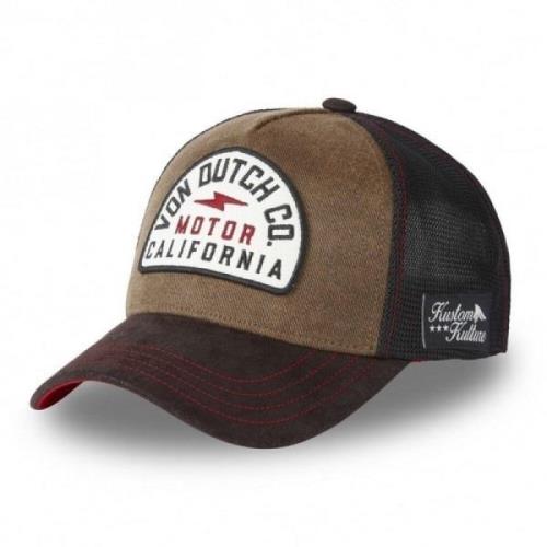 Bruin Leren Truckerpet VON Dutch , Brown , Heren