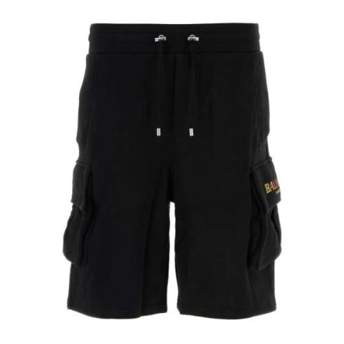 Zwarte katoenen bermuda shorts Balmain , Black , Heren