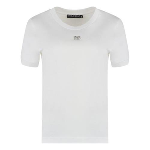 Kristalversierd T-shirt Dolce & Gabbana , White , Dames