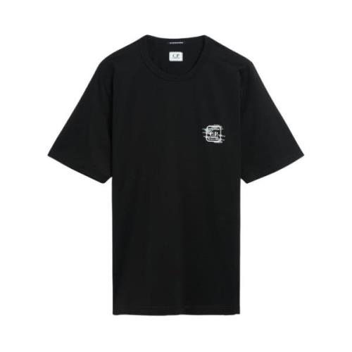 Zwart Katoenen T-Shirt Regular Fit C.p. Company , Black , Heren