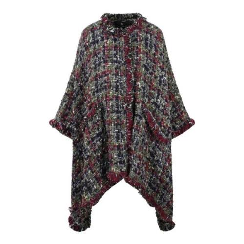 Multicolor Tweed Poncho Cape Fw24 Etro , Multicolor , Dames