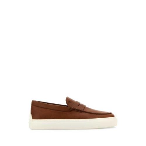 Karamel Leren Loafers Tod's , Brown , Heren