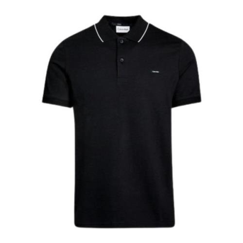 Heren Stretch Pique Polo met Tipping Calvin Klein , Black , Heren