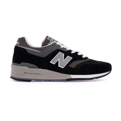 Gelaagde Leren Sneakers met Reflecterende N Logos New Balance , Black ...