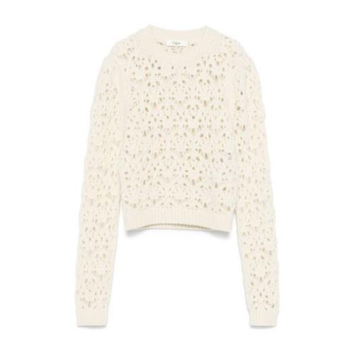 Ivoor Gebreide Pofmouw Trui Chloé , Beige , Dames