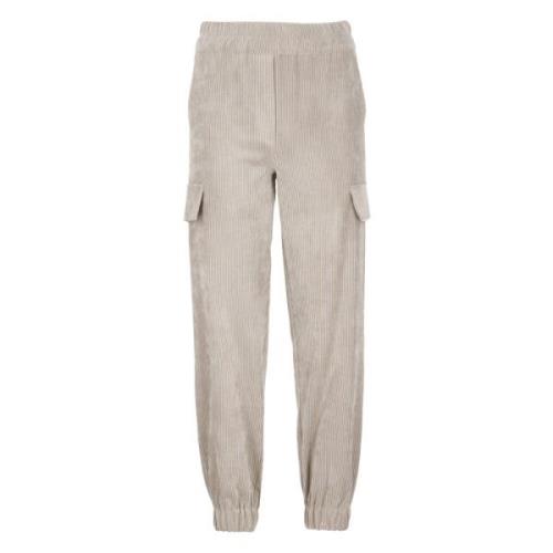 Beige Corduroy Elastische Taille Broek D.Exterior , Beige , Dames