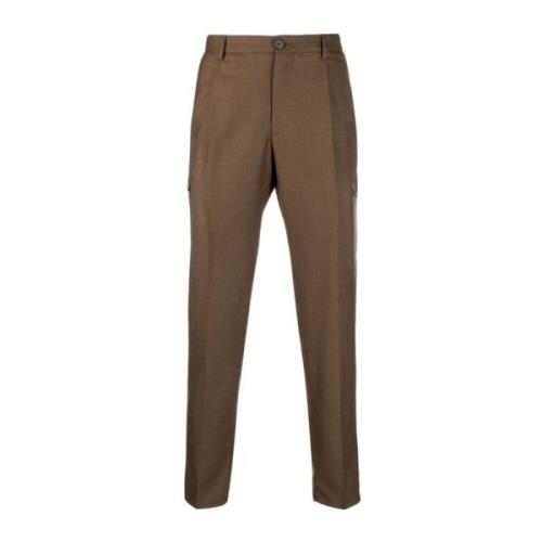 Bruine Wol Geplooide Broek Tagliatore , Brown , Heren