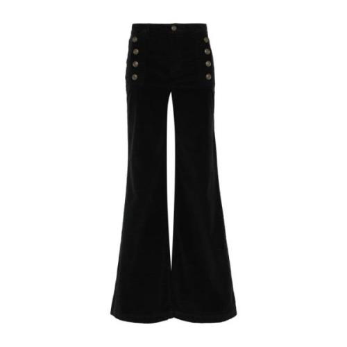 Zwarte Corduroy Flared Broek Twinset , Black , Dames