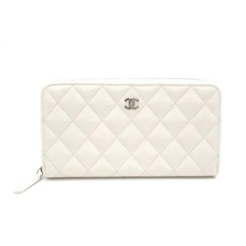 Pre-owned Canvas wallets Chanel Vintage , White , Dames