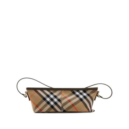 Schoudertas met Vintage Ruitpatroon Burberry , Beige , Dames