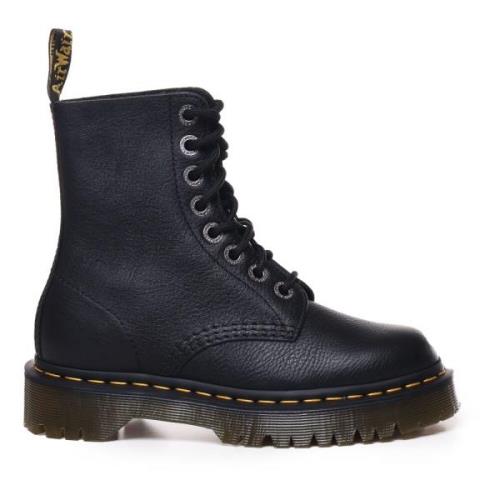 Zwarte Leren Laarzen met Gouden Details Dr. Martens , Black , Dames