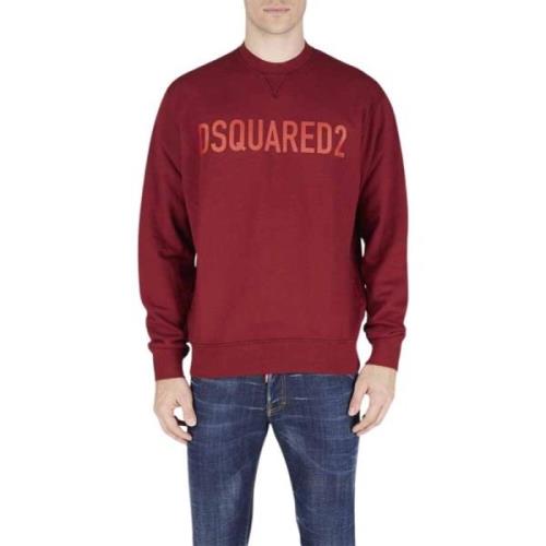 Rode Katoenen Sweatshirt met Bedrukte Letters Dsquared2 , Red , Heren