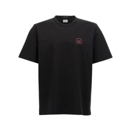 Zwart Katoenen T-Shirt Regular Fit C.p. Company , Black , Heren