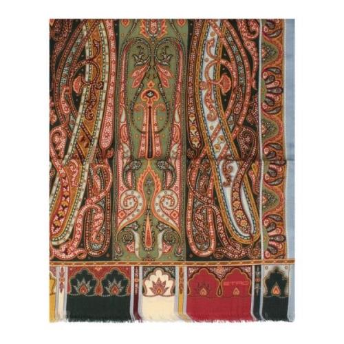 Paisley Print Wol Zijde Sjaal Etro , Multicolor , Dames