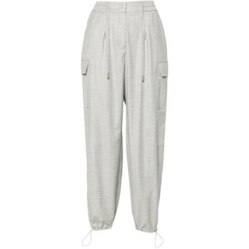 Grijze Rechte Broek Reliëf Afwerking Peserico , Gray , Dames