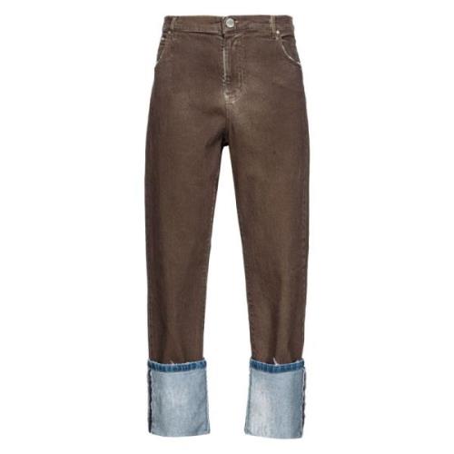 Bruine Jeans met Soprano Manchet Pinko , Brown , Dames