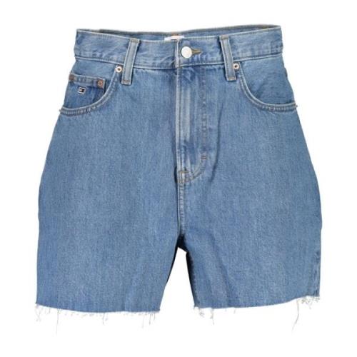 Blauwe Denim Hot Pant Franje Shorts Tommy Hilfiger , Blue , Dames