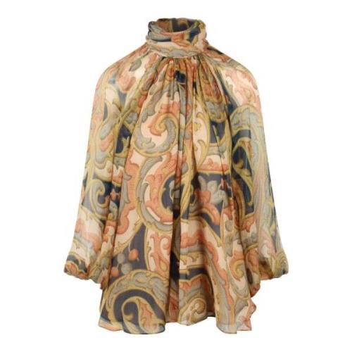 Paisley Print Zijden Turtleneck Blouse Etro , Multicolor , Dames