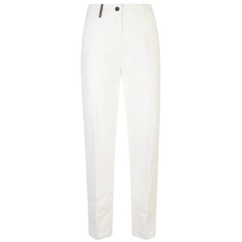 Witte Fluwelen Geribbelde Broek Peserico , White , Dames