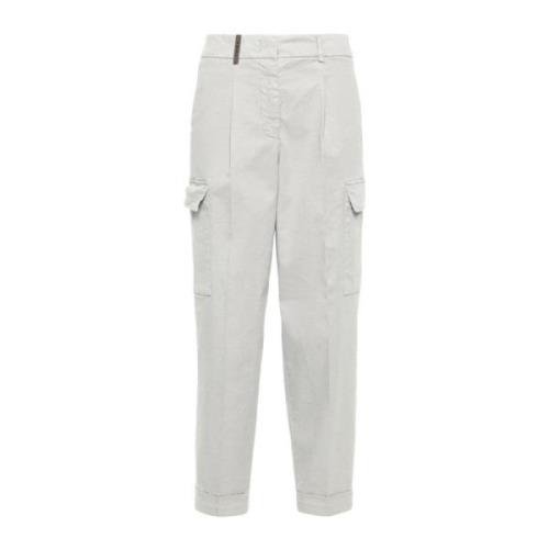 Grijze Rechte Broek Reliëf Afwerking Peserico , Gray , Dames