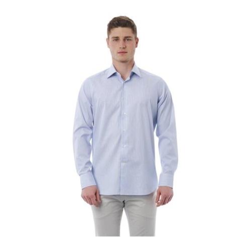 Regular Fit Italiaanse Kraag Shirt Bagutta , Blue , Heren