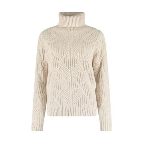 Cable Knit Turtle Neck Pullover Bloomings , Beige , Dames