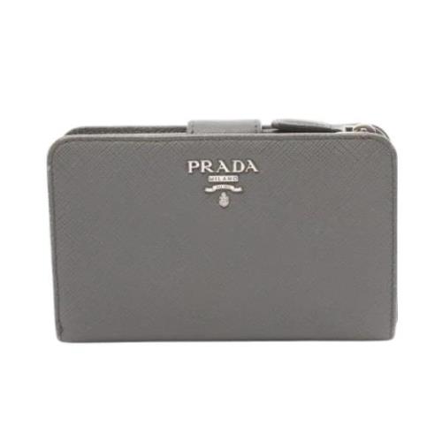 Pre-owned Leather wallets Prada Vintage , Gray , Dames