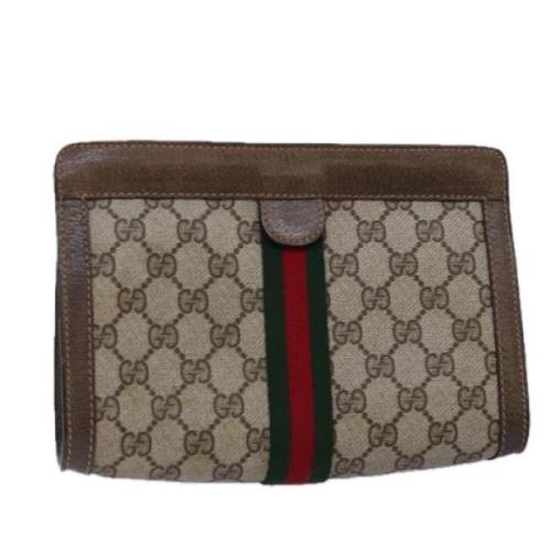 Pre-owned Canvas clutches Gucci Vintage , Beige , Dames