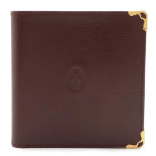 Pre-owned Leather wallets Cartier Vintage , Brown , Dames