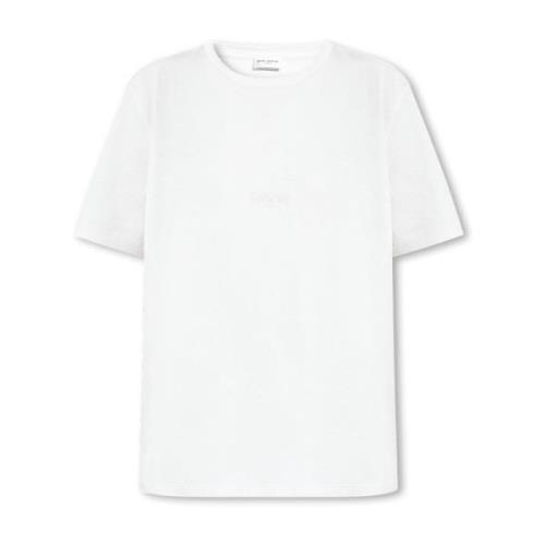 T-shirt met logo Saint Laurent , White , Dames