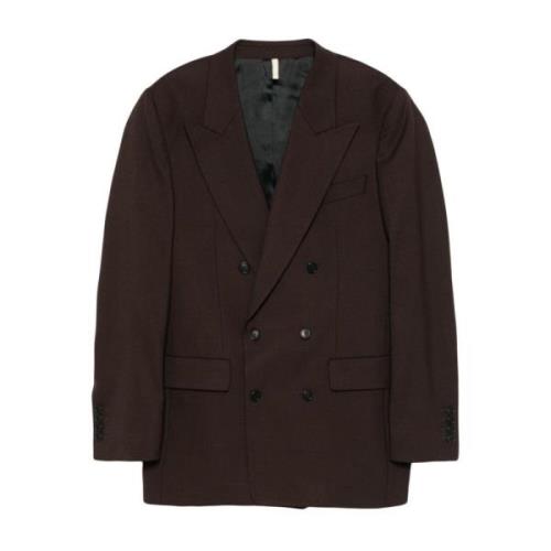 Bruin Twill Geweven Dubbel-Borst Blazer Sunflower , Brown , Heren