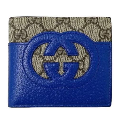 Pre-owned Leather wallets Gucci Vintage , Blue , Heren