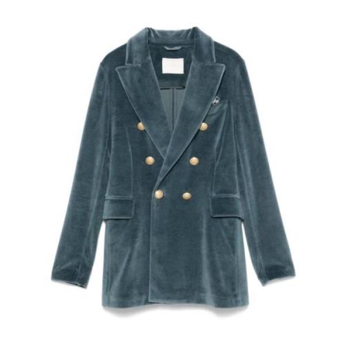 Lichtblauwe Velvet Blazer Damesjas Circolo 1901 , Blue , Dames