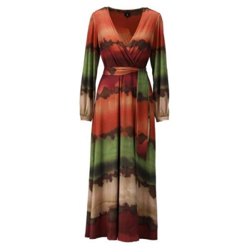 Maxi Crossover Jurk met Design K-Design , Multicolor , Dames