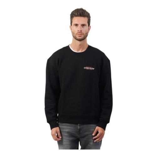 Zwarte Crewneck Sweater Logo Print Guess , Black , Heren