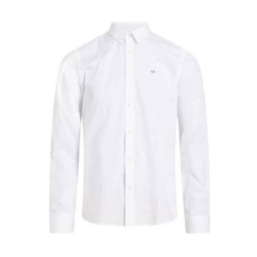 Stretch Slim Poplin Overhemd Calvin Klein , White , Heren