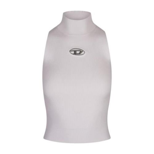 Witte Geribbelde Mouwloze Top Oval D Diesel , White , Dames