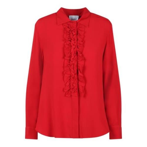 Zijde Blend Ruche Shirt Fw24 Nude , Red , Dames