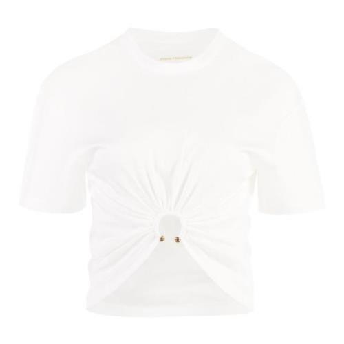 Katoenen Crew-neck T-shirt met Goudkleurig Metalen Detail Paco Rabanne...