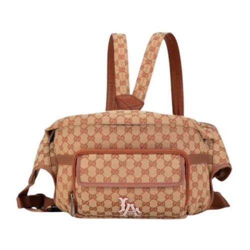 Pre-owned Canvas backpacks Gucci Vintage , Beige , Dames