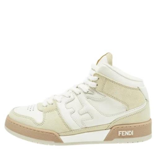 Pre-owned Leather sneakers Fendi Vintage , White , Dames