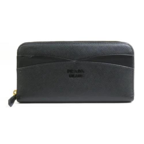 Pre-owned Leather wallets Prada Vintage , Black , Dames