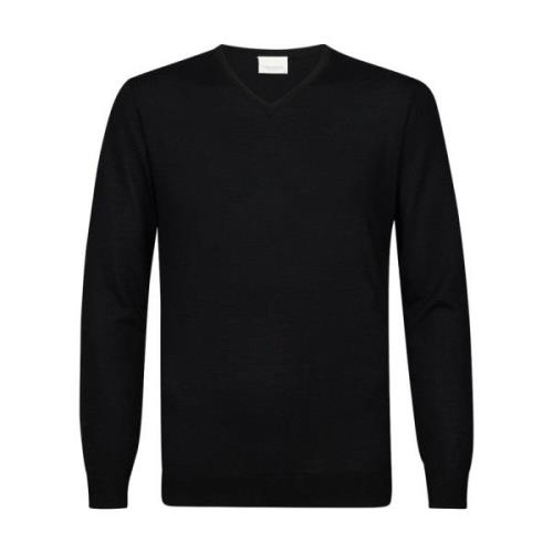 V-Hals Zwarte Pullover Trui Profuomo , Black , Heren