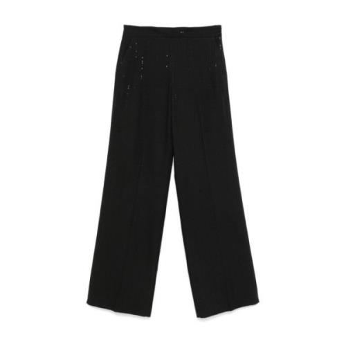 Zwarte Rechte Pijp Broek Met Paillet Streep Twinset , Black , Dames